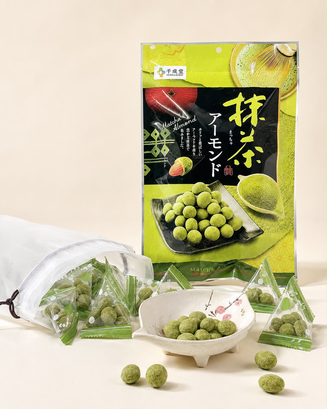 Japanese Matcha Coated Almonds