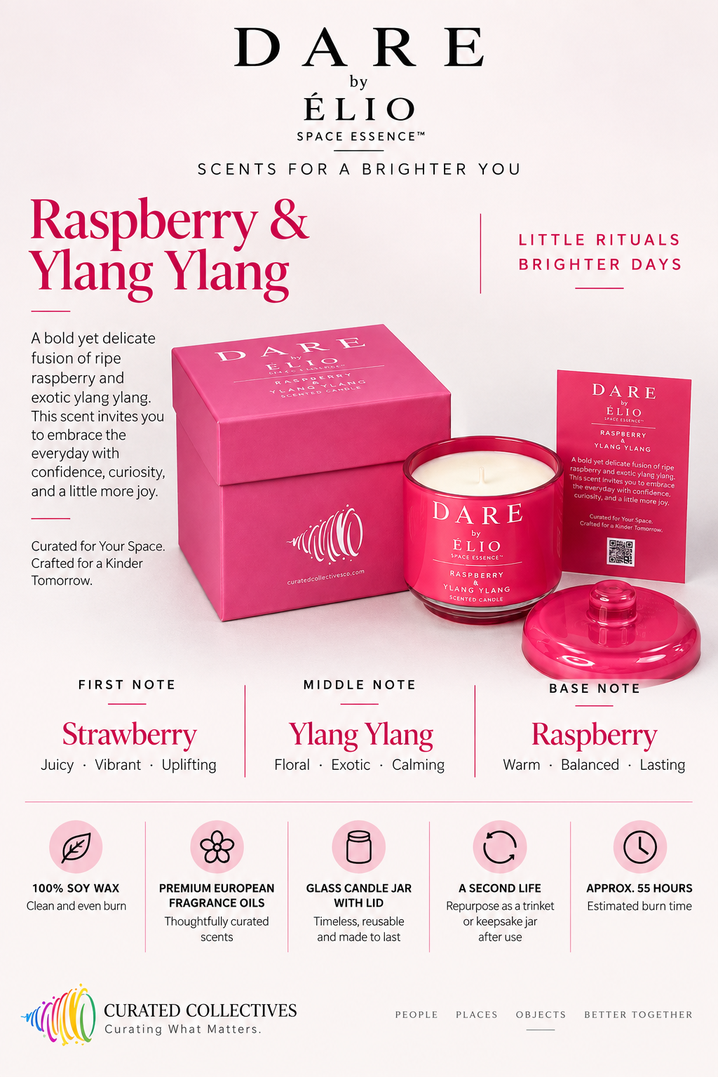 DARE Soy Candle - Raspberry & Ylang Ylang