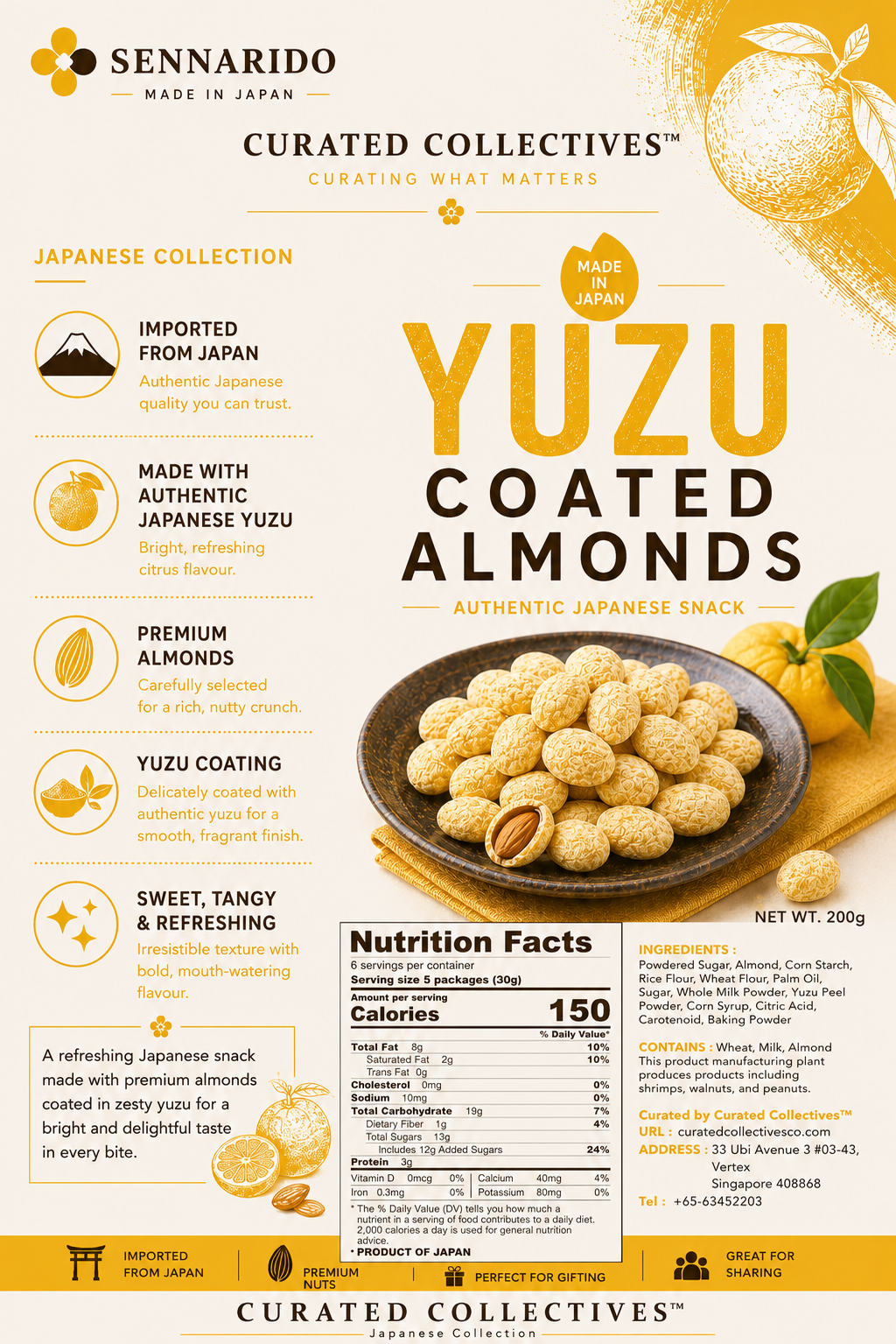 Japanese Yuzu Coated Almonds